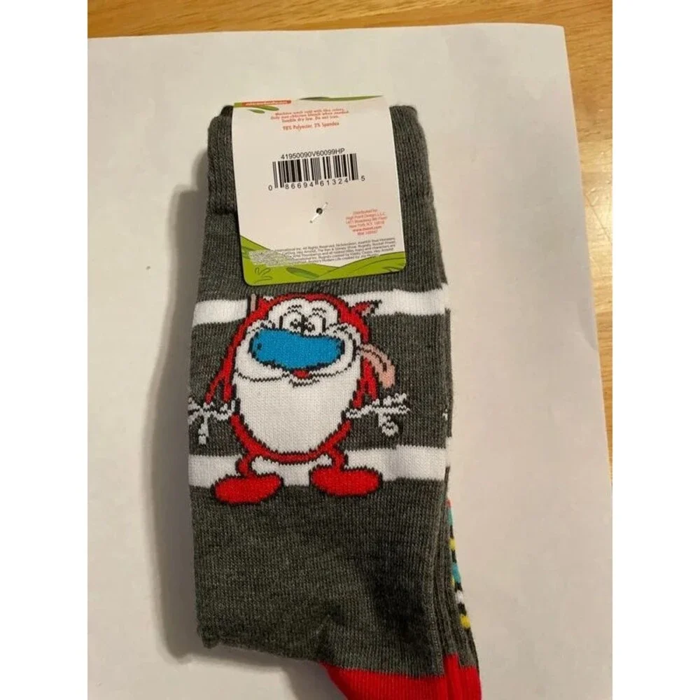 Nickelodeon Crew socks Hey Arnold REN & Stimpy 2ct